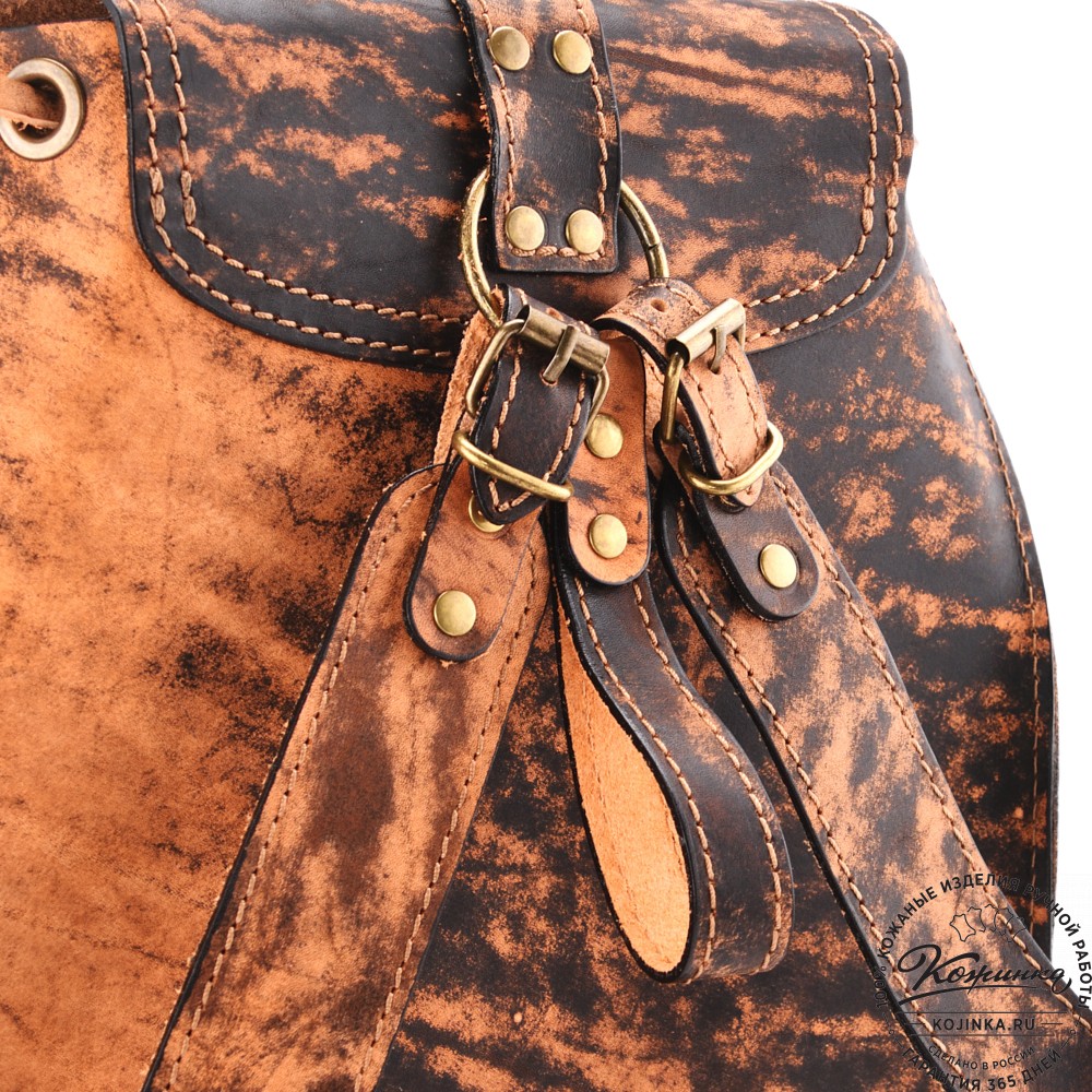  Кожаный рюкзак "Патриот" (старение рыжий)